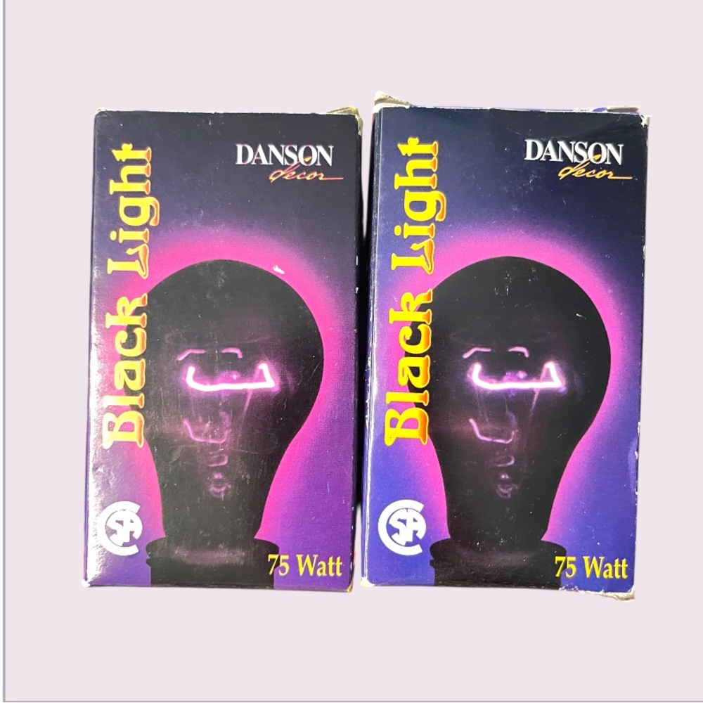 Vintage Danson Decor 75 Watt Black Light Bulbs NOS Party/Halloween Decor 2 Pack